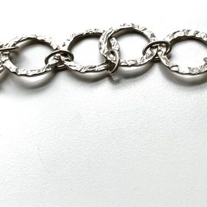 Handmade sterling silver chain link bracelet, 7-7-1/2" lobster clasp